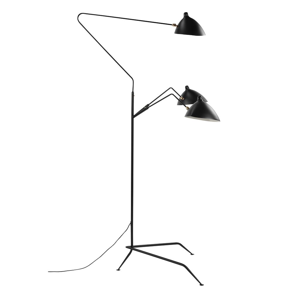 Serge Mouille style, Floor light Contemporary 3-arm black