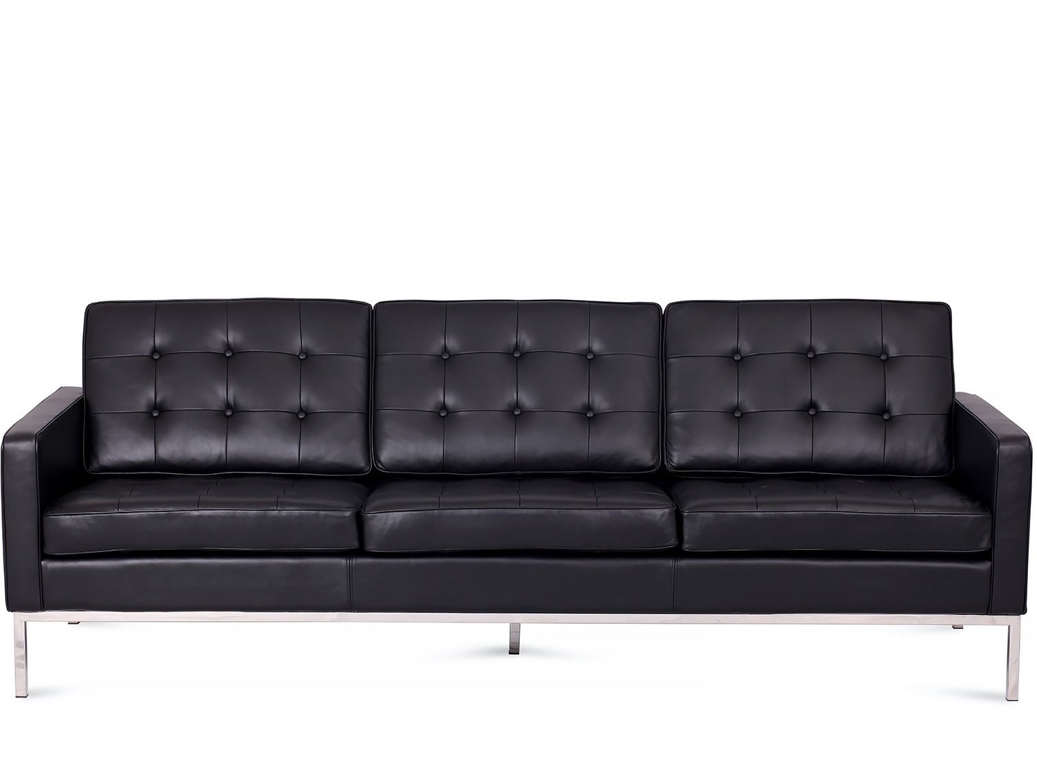 Ludwig Mies vd Rohe style, 3 seater sofa Florence black