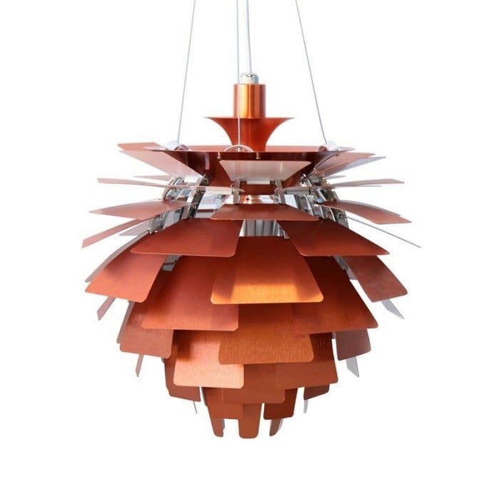 Poul Henningsen style, Pendant light Artichok lamp 48cm copper red