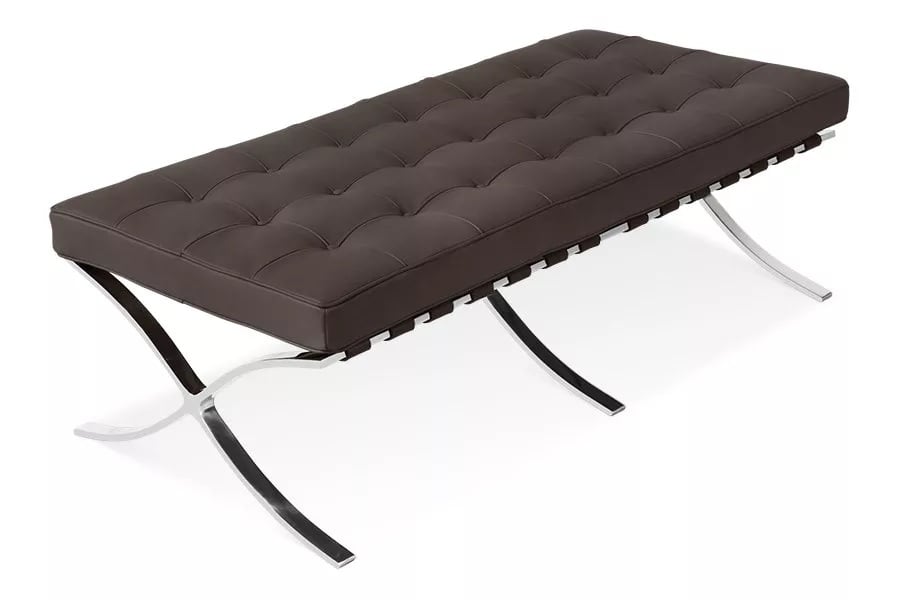 Ludwig Mies vd Rohe style, Bench Barcelona Pavillion Ottoman brown