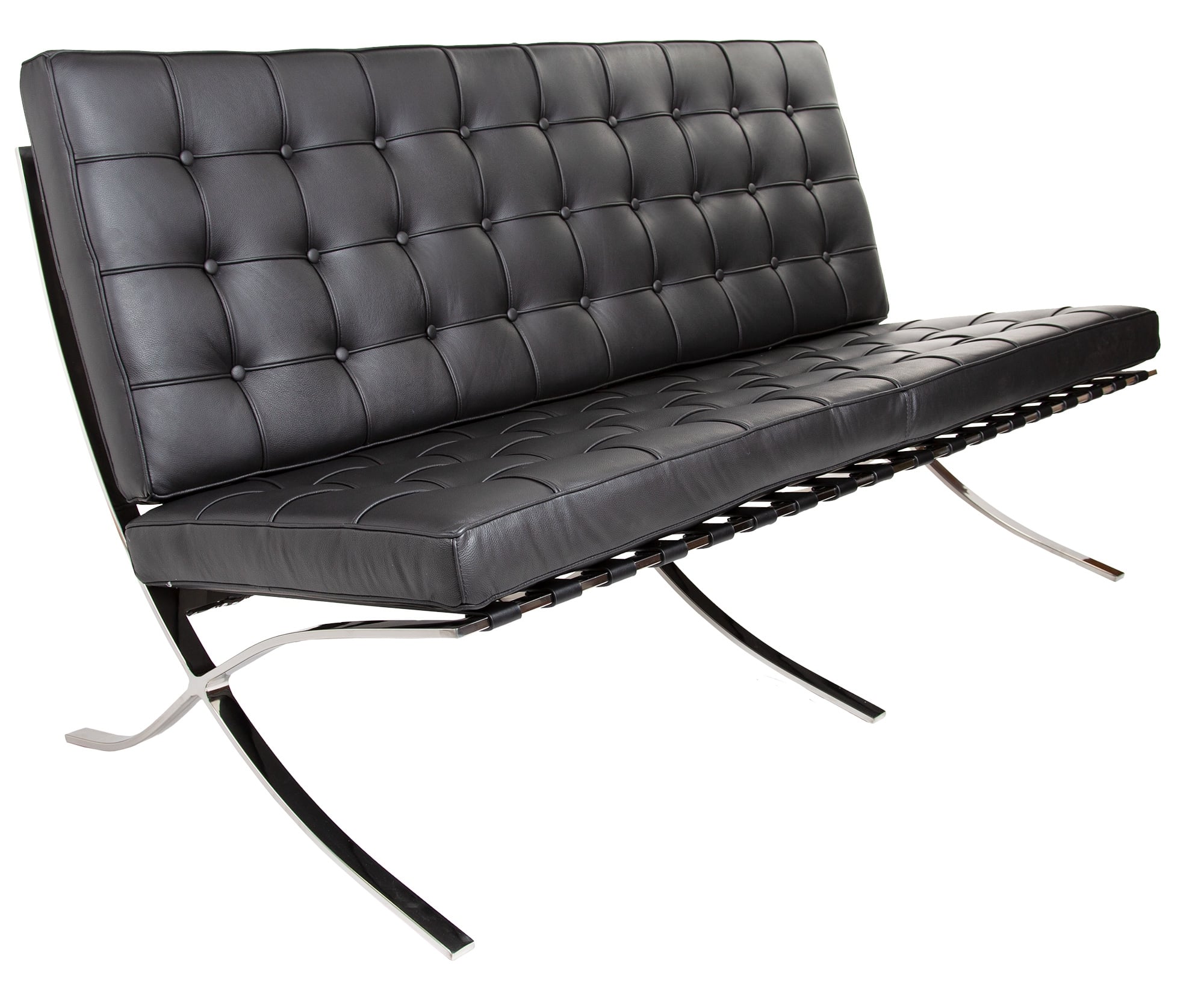 Ludwig Mies vd Rohe style, 2 seater sofa Barcelona Pavillion 2 seat sofa black
