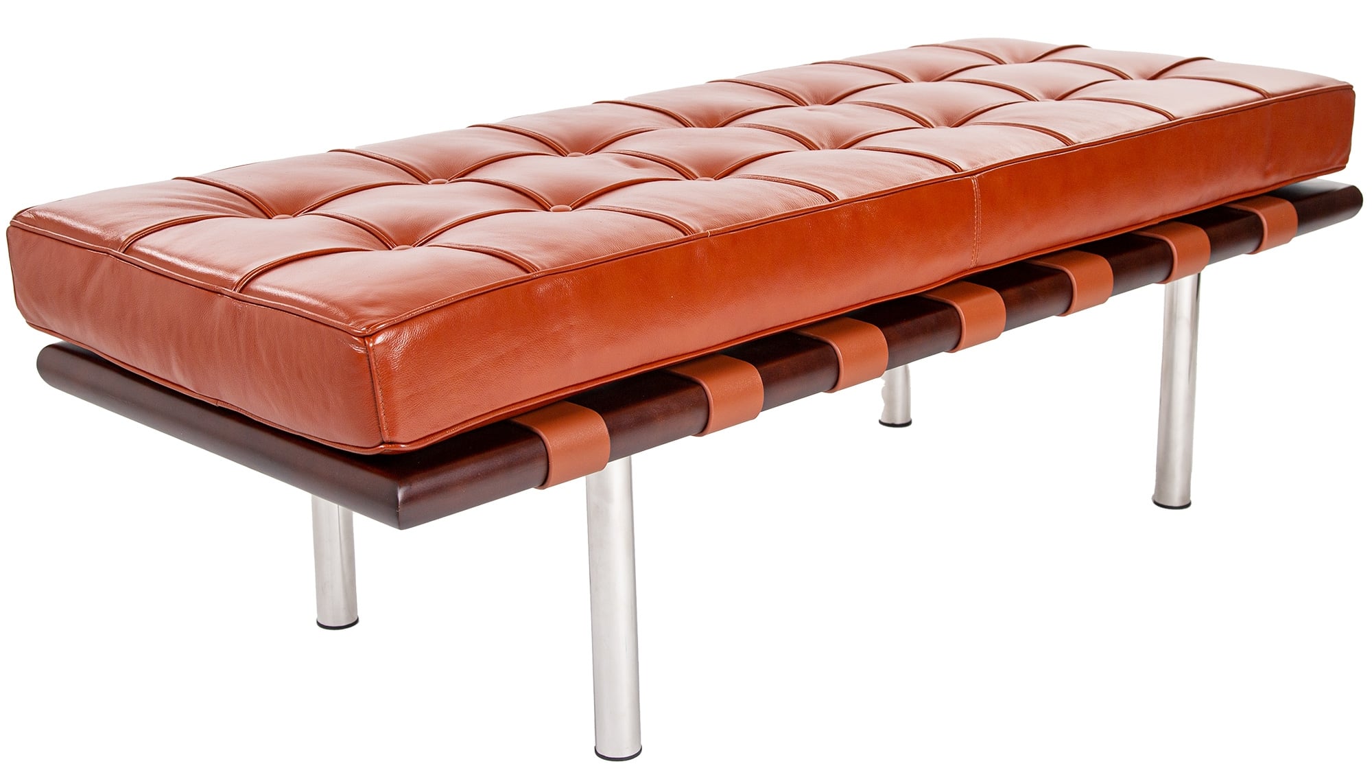 Ludwig Mies vd Rohe style, Bench Barcelona Pavillion Bench cognac