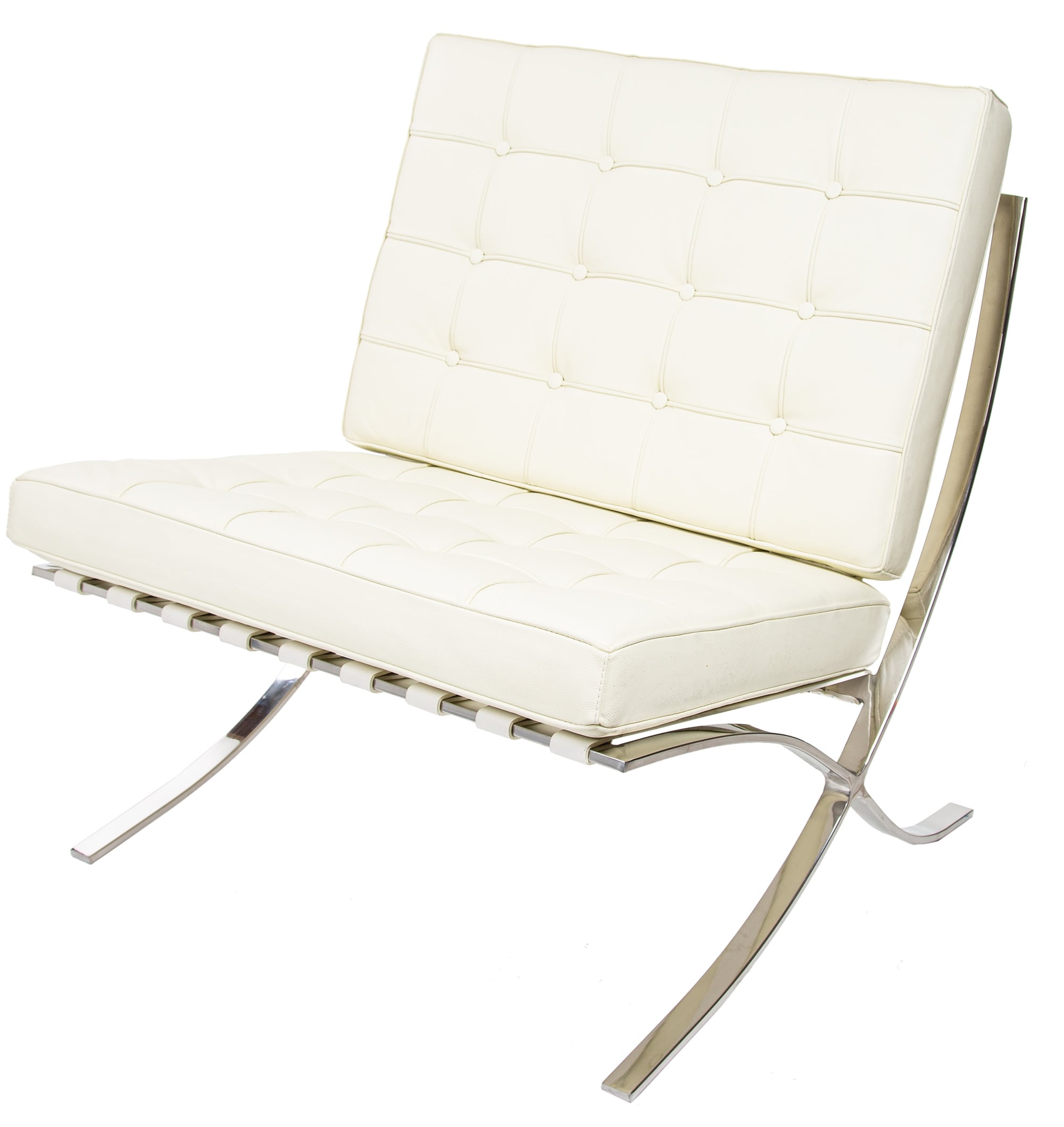 Ludwig Mies vd Rohe style, Lounge chair Barcelona Pavillion cream