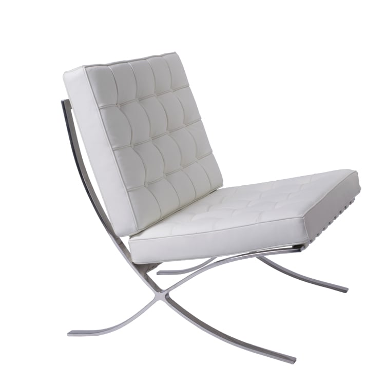 Ludwig Mies vd Rohe style, Lounge chair Barcelona Pavillion white