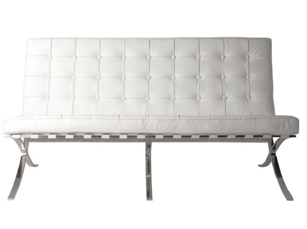 Ludwig Mies vd Rohe style, 2 seater sofa Barcelona Pavillion 2 seat sofa white