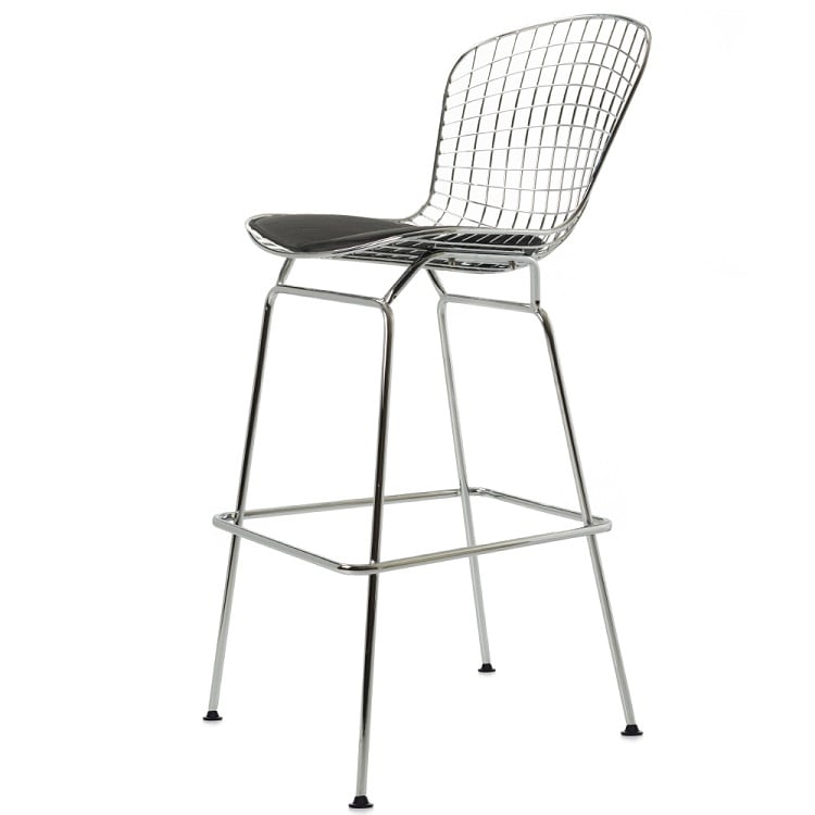 Harry Bertoia style, Barstool Bertoia Barstool black Leather black