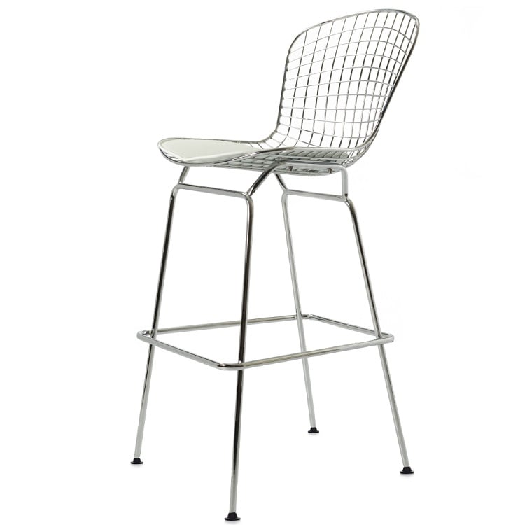 Harry Bertoia style, Barstool Bertoia Barstool white leather white