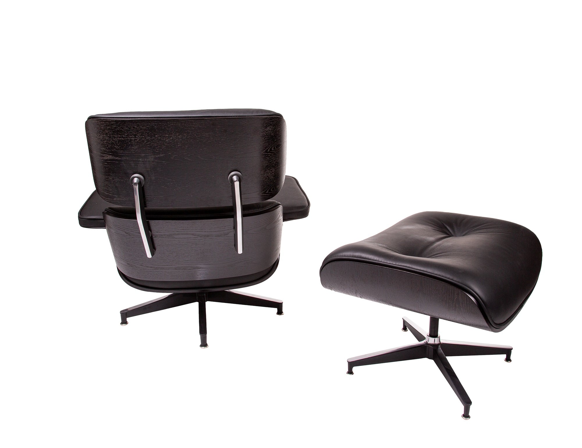 Charles Eames style, Lounge chair with Hocker EA670 black black Black base