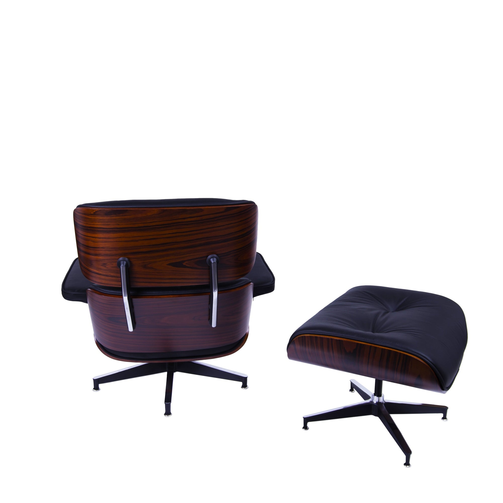 Charles Eames style, Lounge chair with Hocker EA670 XL black Rosewood Black base