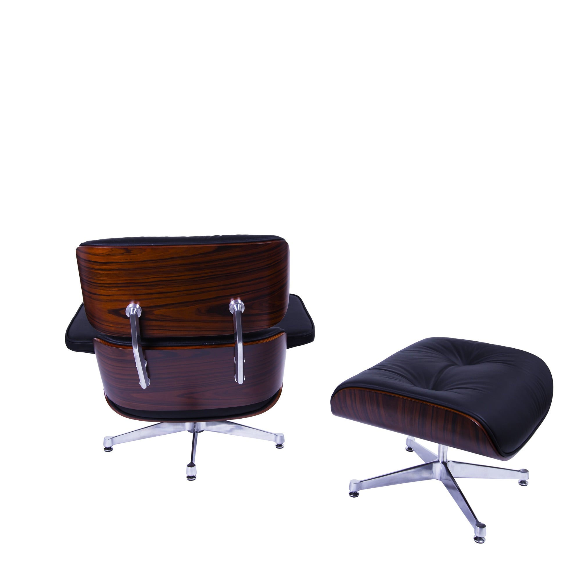 Charles Eames style, Lounge chair with Hocker EA670 XL black Rosewood Polished base