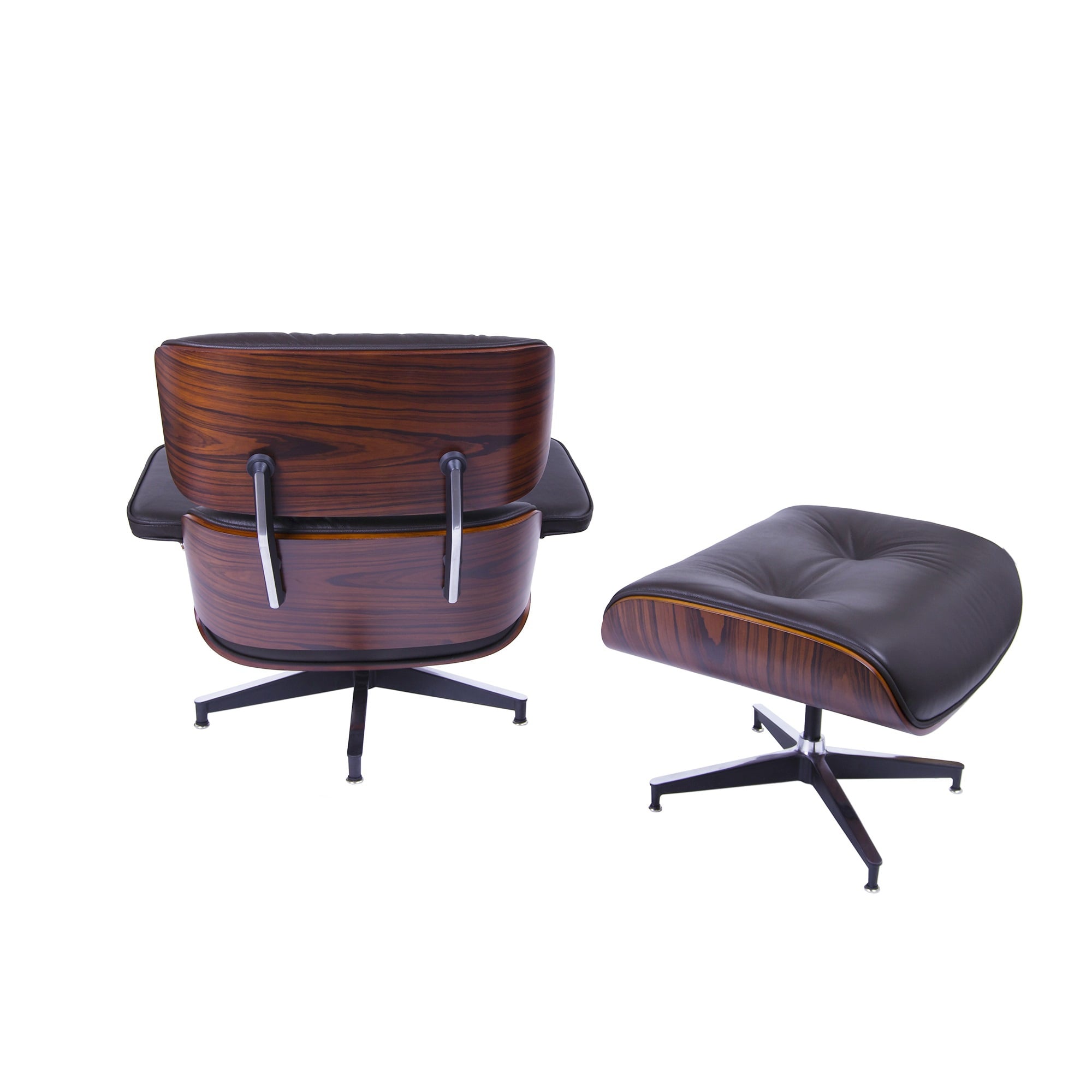 Charles Eames style, Lounge chair with Hocker EA670 XL brown Rosewood Black base
