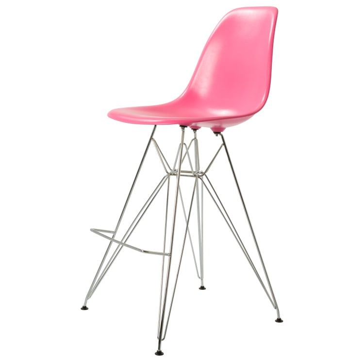 Charles Eames style, Barstool DSR glossy ABS pink