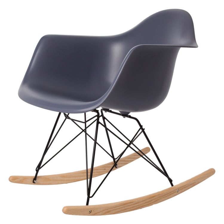 Charles Eames style, Rocking chair RAR Black base PP darkgrey