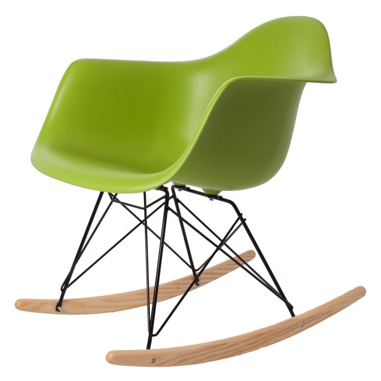 Charles Eames style, Rocking chair RAR Black base PP green