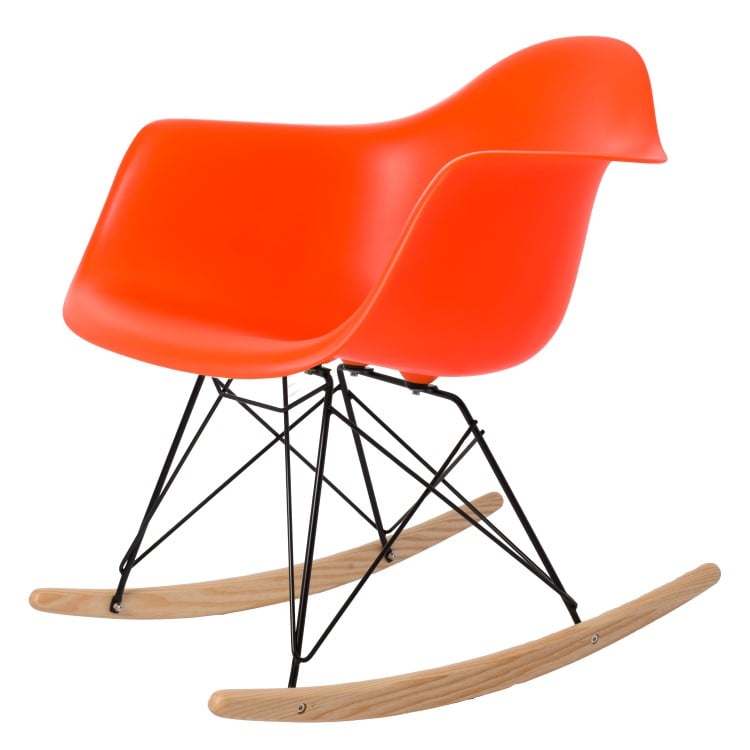 Charles Eames style, Rocking chair RAR PP neon orange