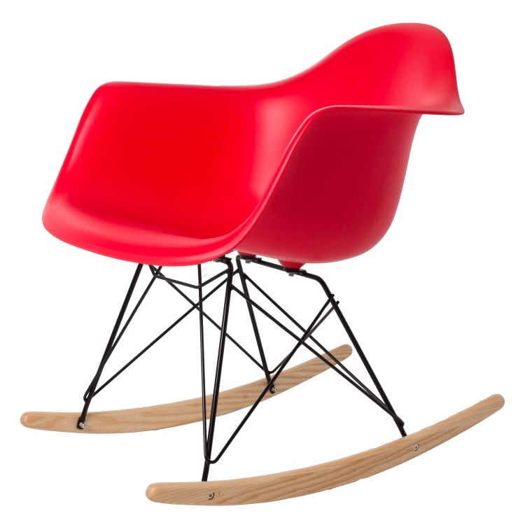 Charles Eames style, Rocking chair RAR Black base PP red