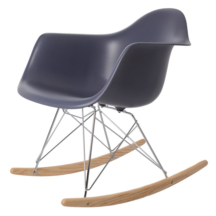 Charles Eames style, Rocking chair RAR Chrome frame PP darkgrey