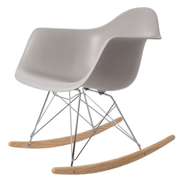 Charles Eames style, Rocking chair RAR Chrome frame PP lightgrey
