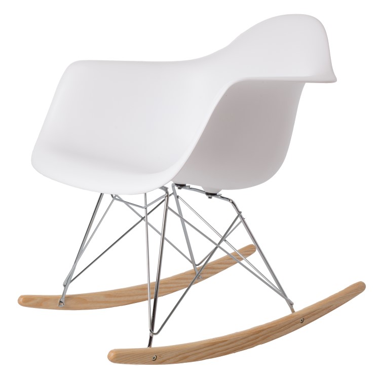 Charles Eames style, Rocking chair RAR Chrome frame PP white