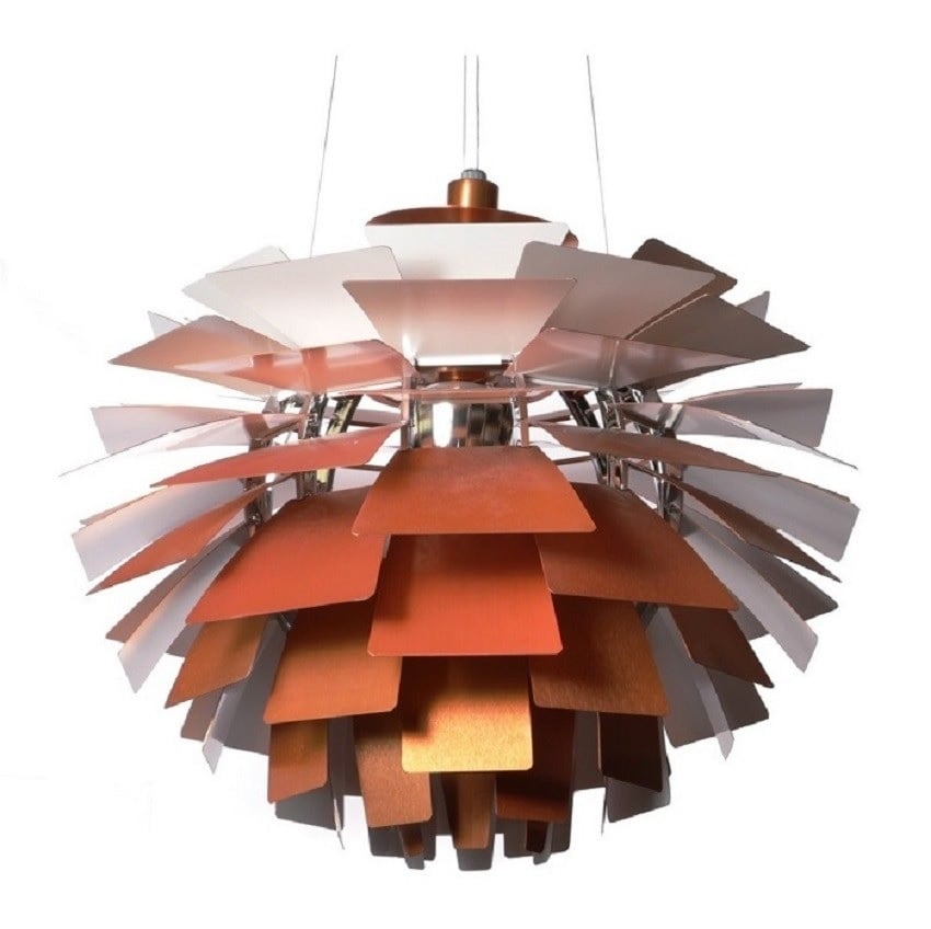 Poul Henningsen style, Pendant light Artichok lamp 72cm copper red