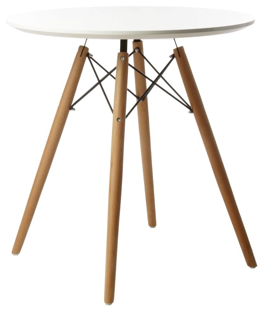 Charles Eames style, Side table Dowel Coffee table Ø 70cm. white