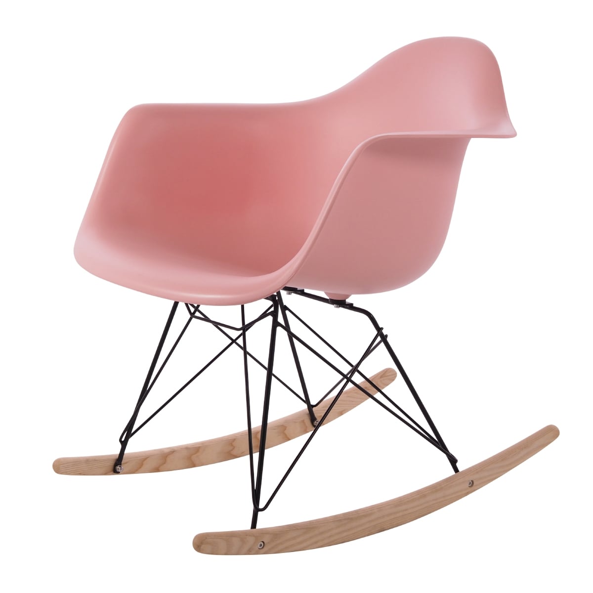 Charles Eames style, Rocking chair RAR Black base PP baby pink