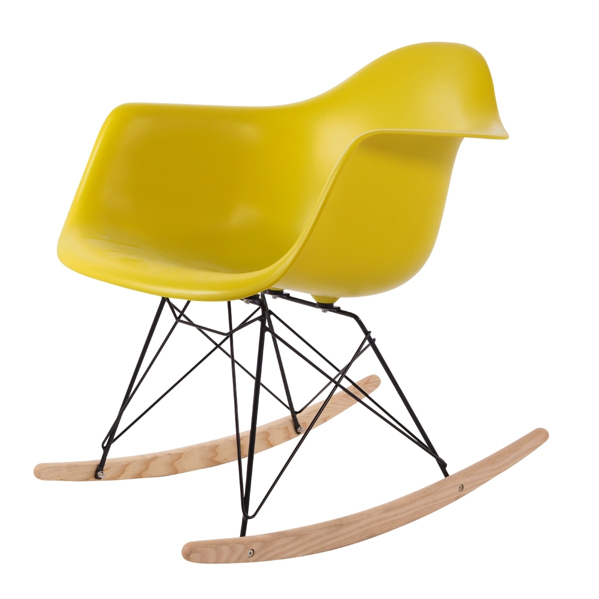Charles Eames style, Rocking chair RAR Black base PP mustard