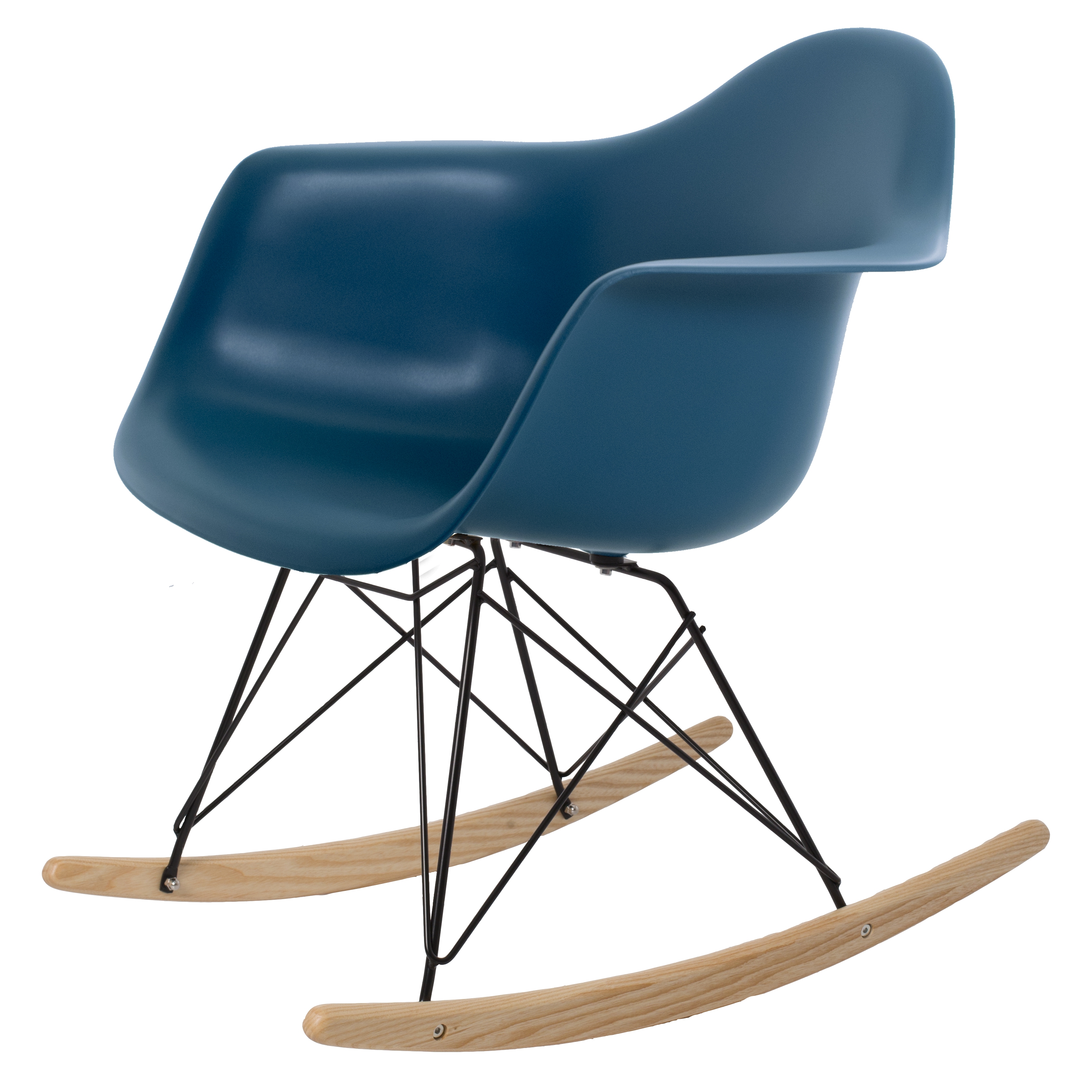 Charles Eames style, Rocking chair RAR Black base PP oceanblue