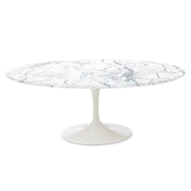 Eero Saarinen style, Dining table Tulip Table Oval Top Marble white Base white