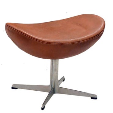 Arne Jacobsen style, Footstool Egg chair Leather cognac