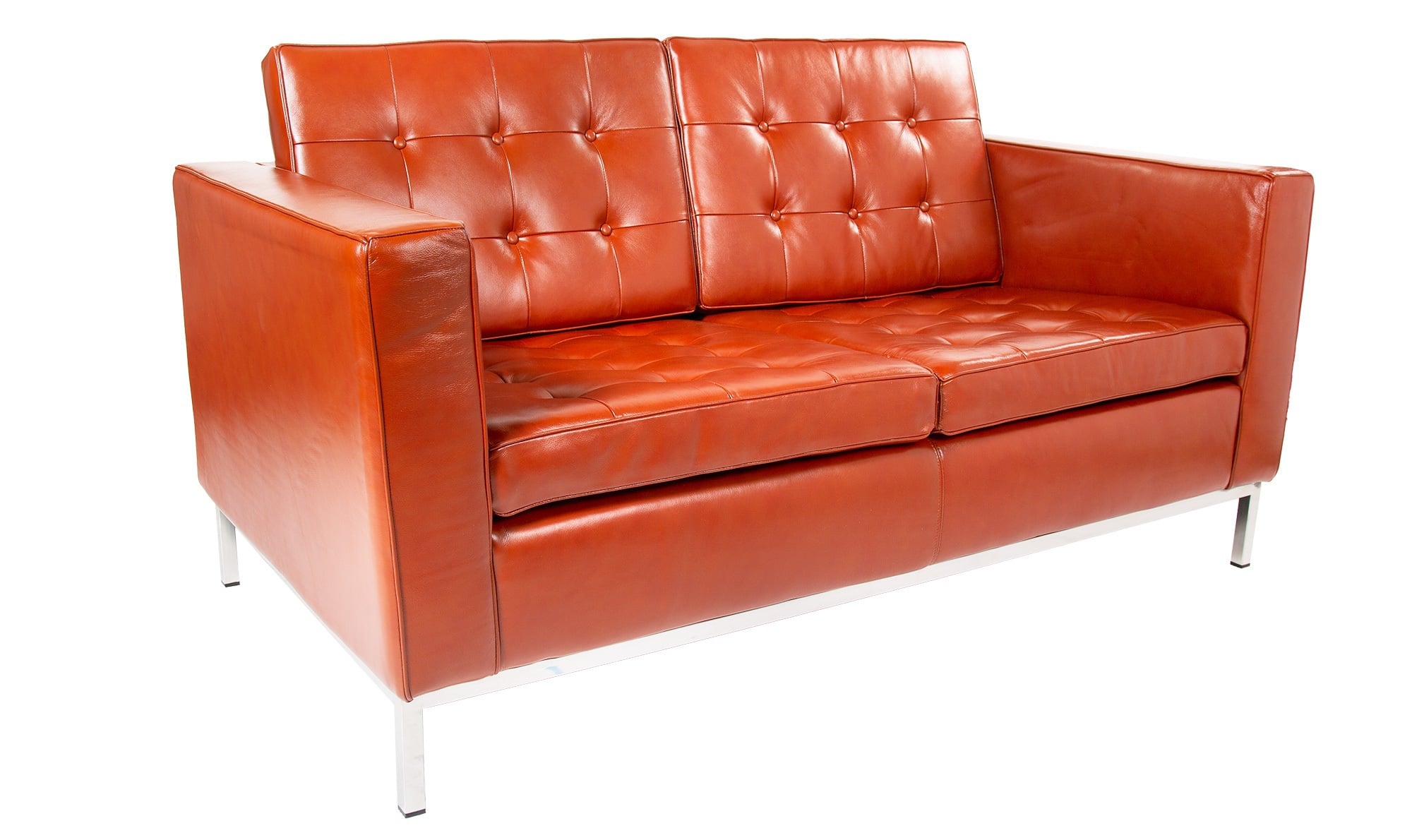 Ludwig Mies vd Rohe style, 2 seater sofa Florence 2 seat sofa cognac