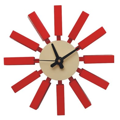 George Nelson style, Wall clock Block clock red
