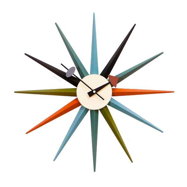 George Nelson style, Wall clock Starburst clock multicolor