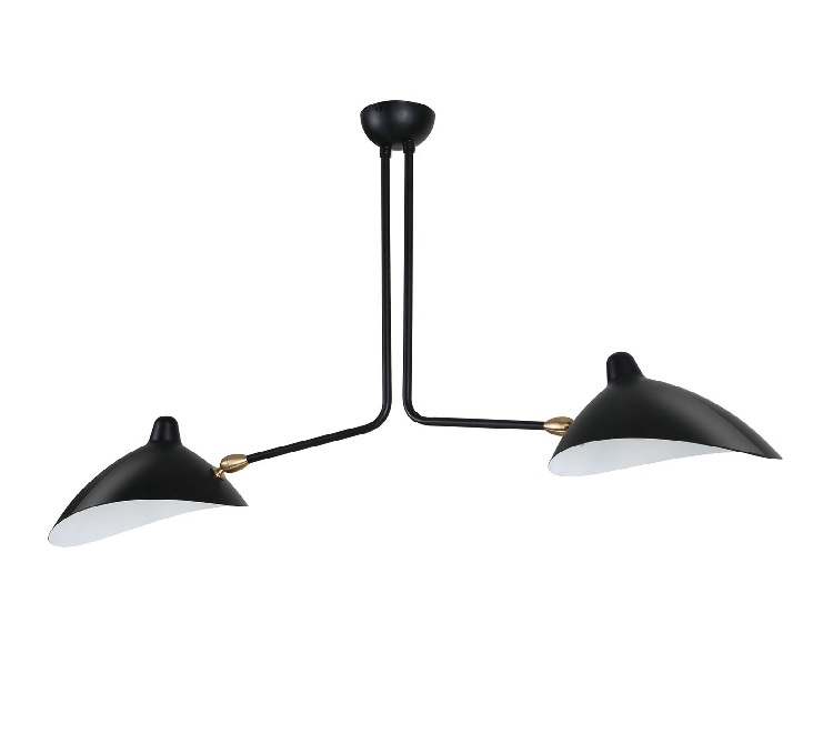Serge Mouille style, Pendant light Contemporary 2-arm black