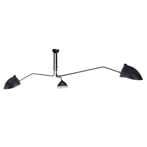 Serge Mouille style, Pendant light Contemporary 3-arm black