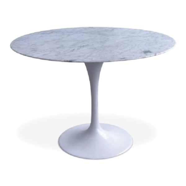 Eero Saarinen style, Dining table Tulip Table 100cm Top Marble white Base white