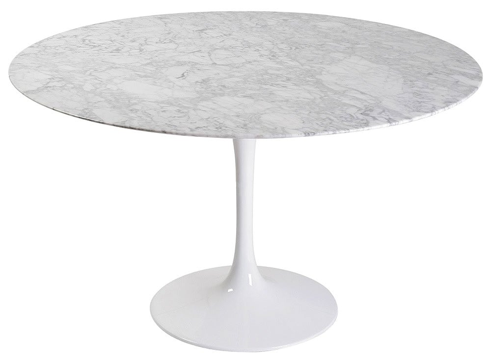 Eero Saarinen style, Dining table Tulip Table 120cm Top Marble white Base white