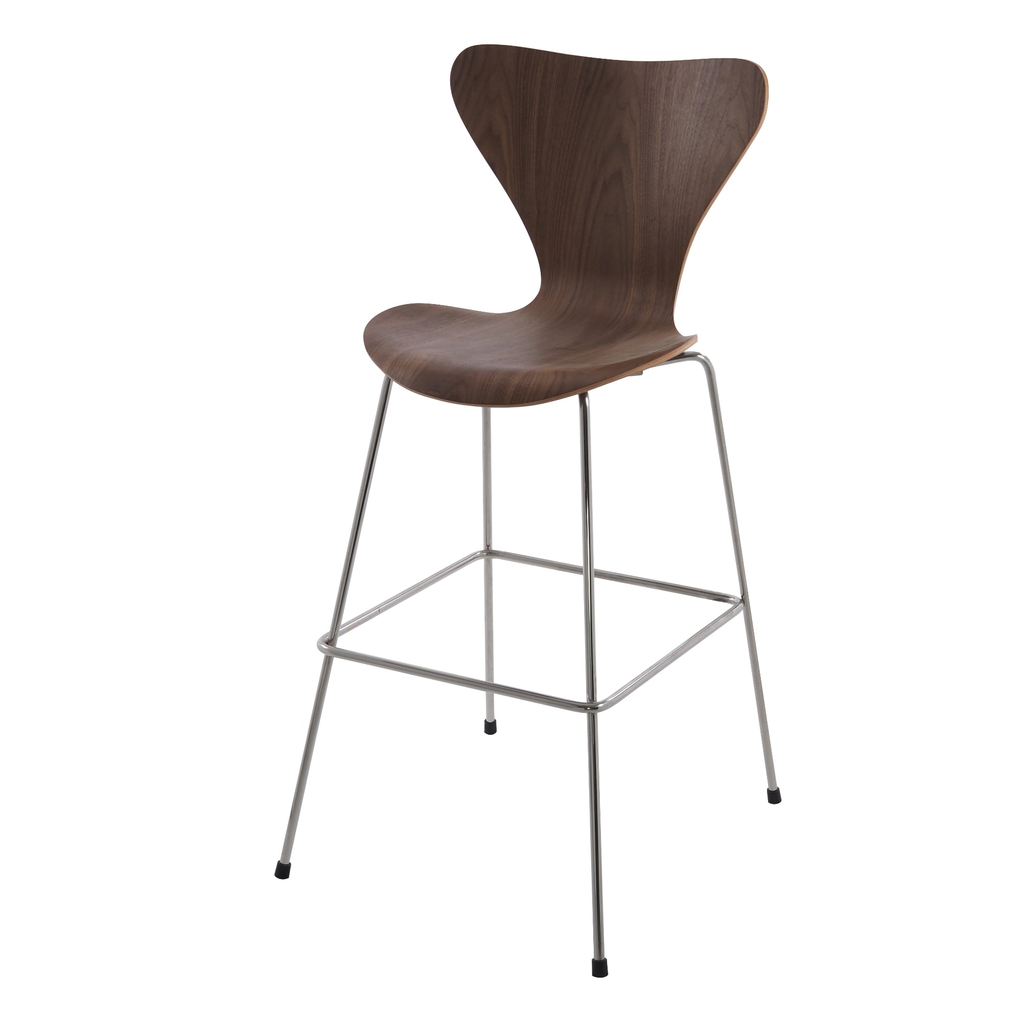 Arne Jacobsen style, Barstool Butterfly series 76cm Walnut