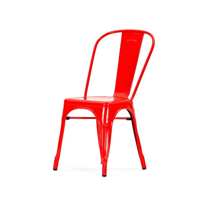 Xavier Pauchard style, Terrace chair Tolix style outdoor chair Stackable chair glossy red